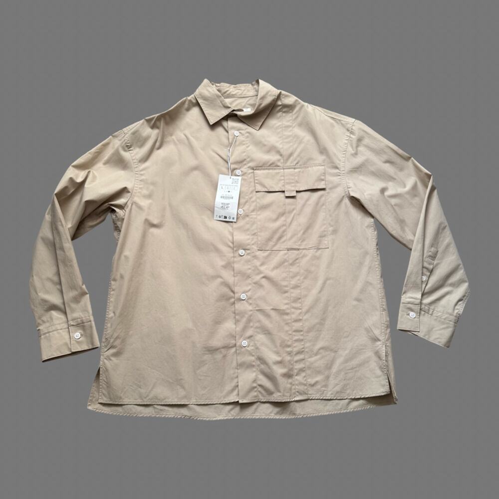 ZARA Khaki Long Sleeve Button Up Shirt NWT Size L